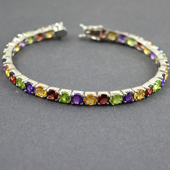 Natural Multistone  925 Sterling Silver Bracelet | Save 33% - Rajasthan Living 5