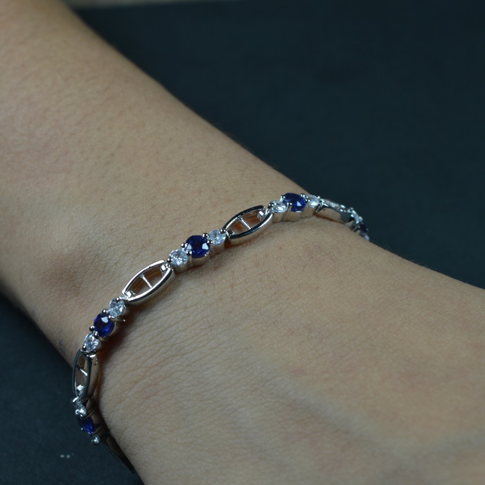 Natural Deffuse Sapphire/Zircon  925 Sterling Silver Bracelet | Save 33% - Rajasthan Living 8