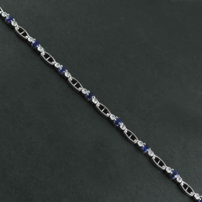 Natural Deffuse Sapphire/Zircon  925 Sterling Silver Bracelet | Save 33% - Rajasthan Living 7