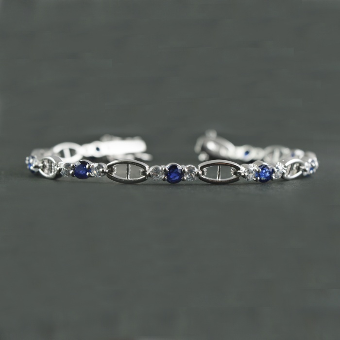 Natural Deffuse Sapphire/Zircon  925 Sterling Silver Bracelet | Save 33% - Rajasthan Living 5