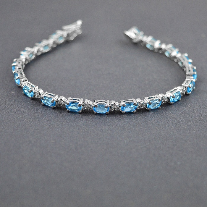 Natural Blue Topaz, cz  925 Sterling Silver Bracelet | Save 33% - Rajasthan Living 5