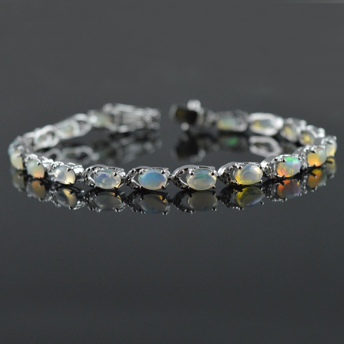 Natural Opal/Zircon  925 Sterling Silver Bracelet | Save 33% - Rajasthan Living 5