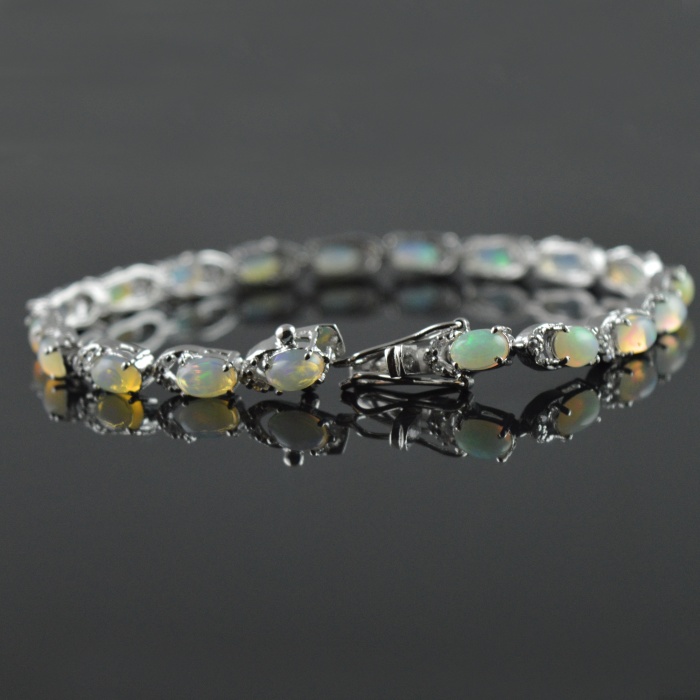 Natural Opal/Zircon  925 Sterling Silver Bracelet | Save 33% - Rajasthan Living 6