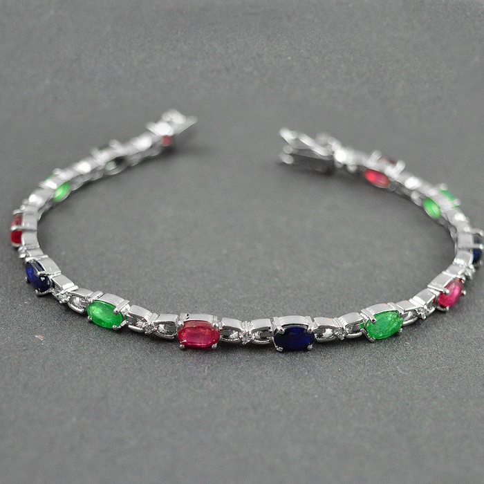 Natural Multistone  925 Sterling Silver Bracelet | Save 33% - Rajasthan Living 5