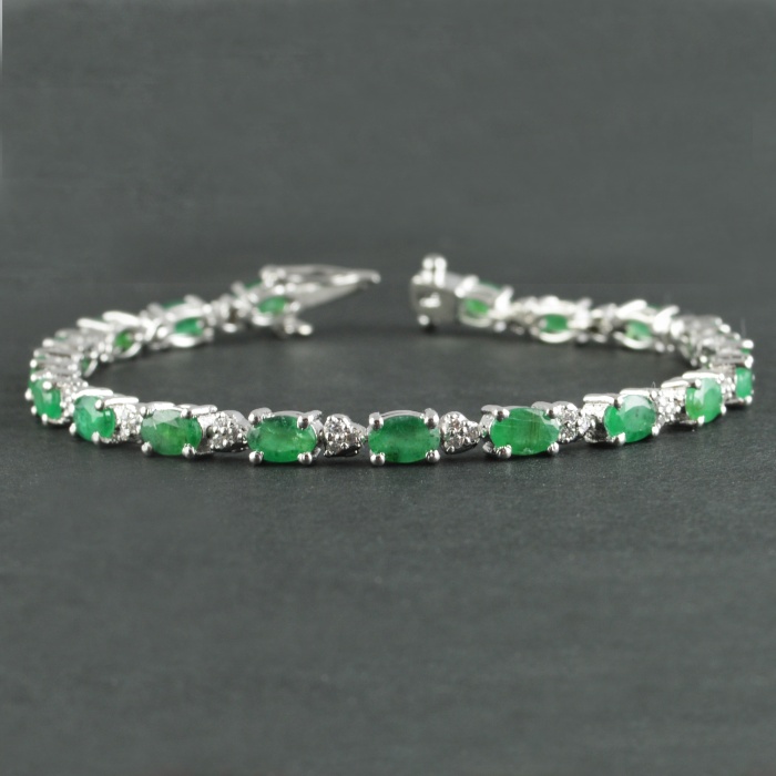 Natural Emerald/Zircon  925 Sterling Silver Bracelet | Save 33% - Rajasthan Living 5