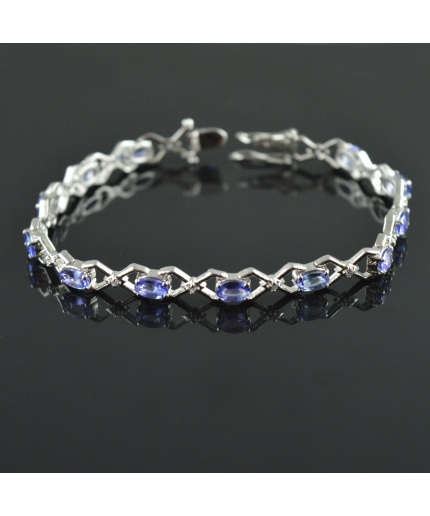 Natural Tenzanite/Zircon  925 Sterling Silver Bracelet | Save 33% - Rajasthan Living