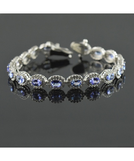 Natural Tenzanite/Zircon  925 Sterling Silver Bracelet | Save 33% - Rajasthan Living