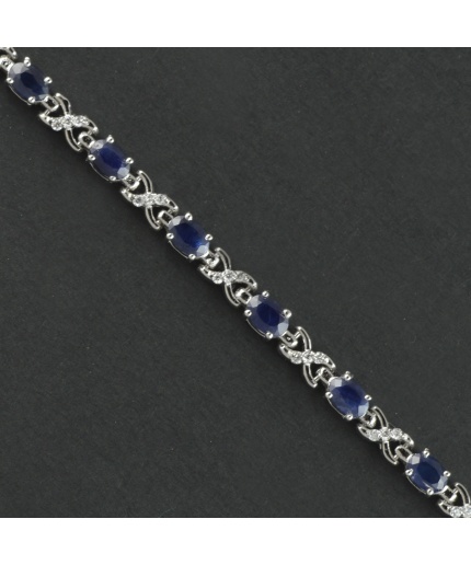 Natural Natural Sapphire/Zircon  925 Sterling Silver Bracelet | Save 33% - Rajasthan Living 5