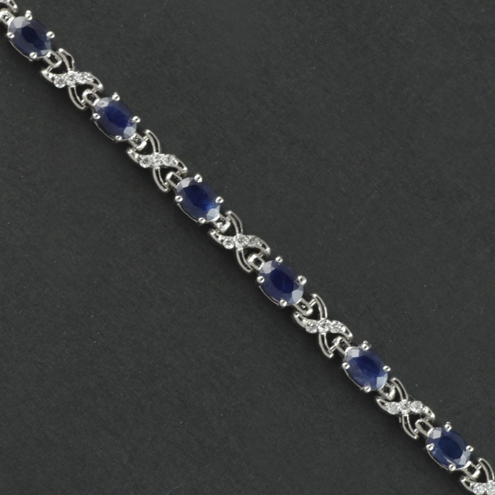 Natural Natural Sapphire/Zircon  925 Sterling Silver Bracelet | Save 33% - Rajasthan Living 5