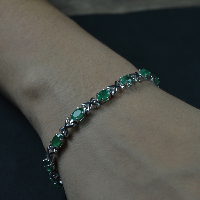 Natural Emerald  925 Sterling Silver Bracelet | Save 33% - Rajasthan Living 7