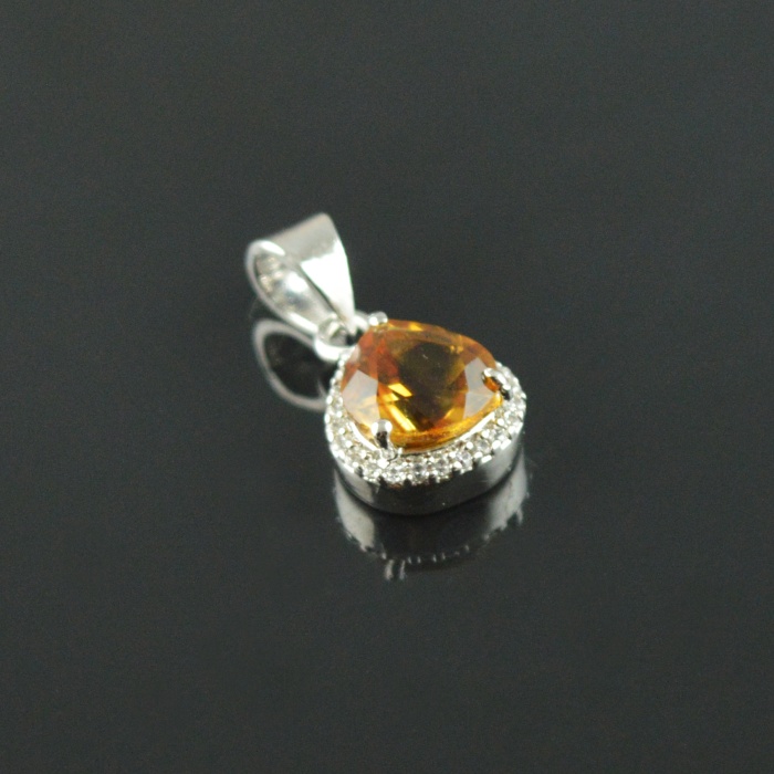 Natural  Citrine/Zircon 925 Sterling Silver Pendent | Save 33% - Rajasthan Living 5