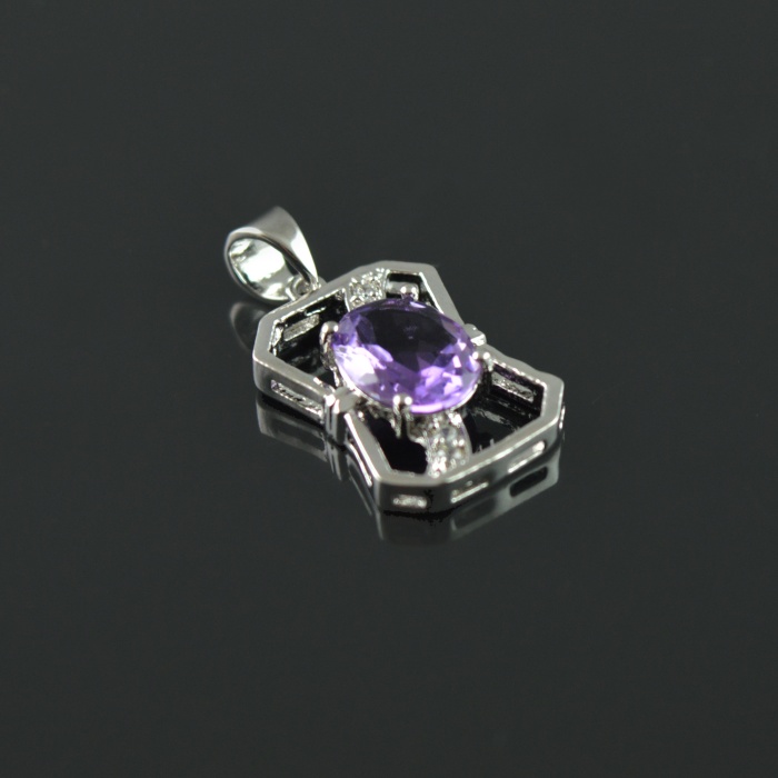 Natural Amethyst/Zircon 925 Sterling Silver Pendent Set | Save 33% - Rajasthan Living 9