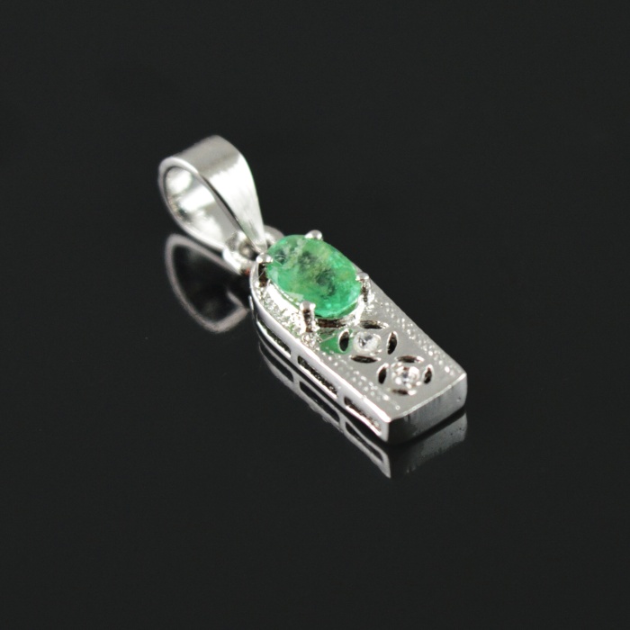 Natural Emerald, Zircon 925 Sterling Silver Pendent Set | Save 33% - Rajasthan Living 7