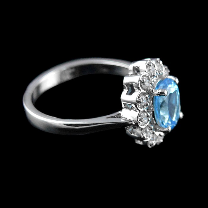 Natural 925 Sterling Silver Blue Topaz & White cz Oval Ring | Save 33% - Rajasthan Living 7