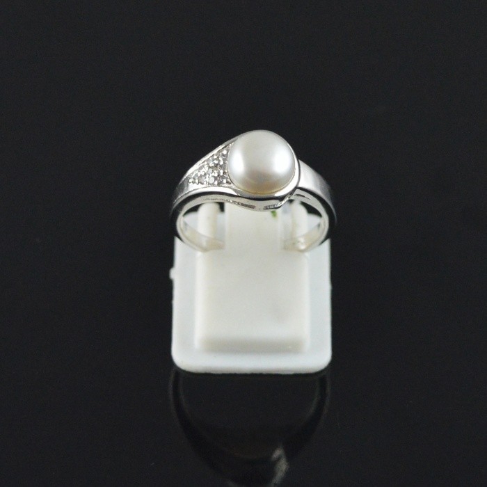 Natural 925 Sterling Silver White Pearl/Zircon Round Ring | Save 33% - Rajasthan Living 11