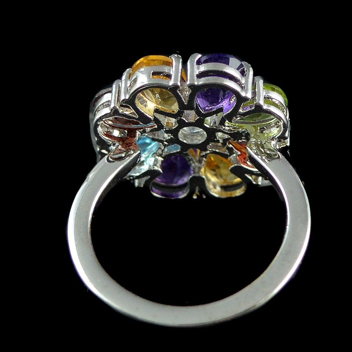 Natural 925 Sterling Silver Garnet, Peridot, Amethyst, Citrine, Blue Topaz, cz Pear Ring | Save 33% - Rajasthan Living 7