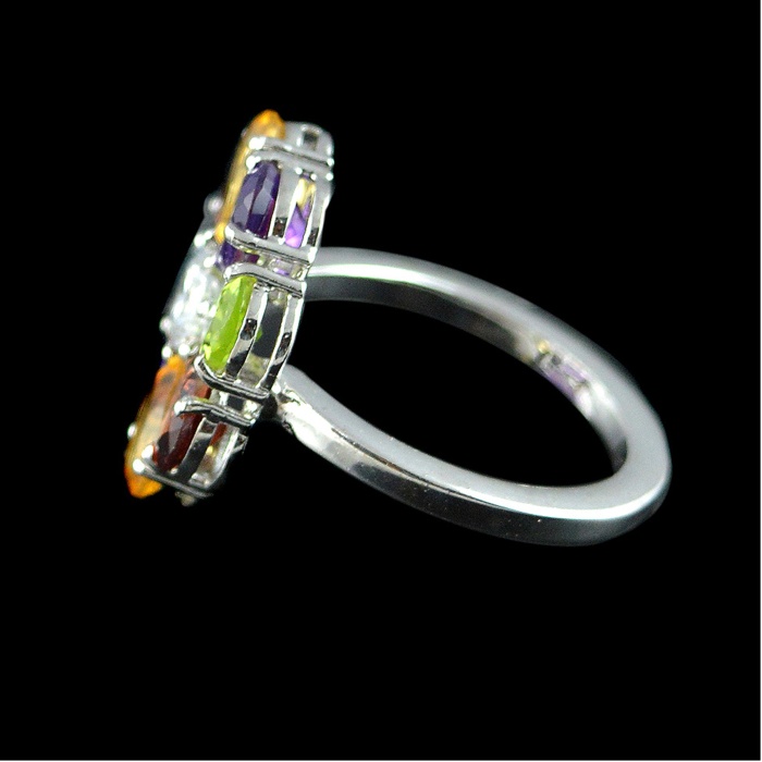 Natural 925 Sterling Silver Garnet, Peridot, Amethyst, Citrine, Blue Topaz, cz Pear Ring | Save 33% - Rajasthan Living 6