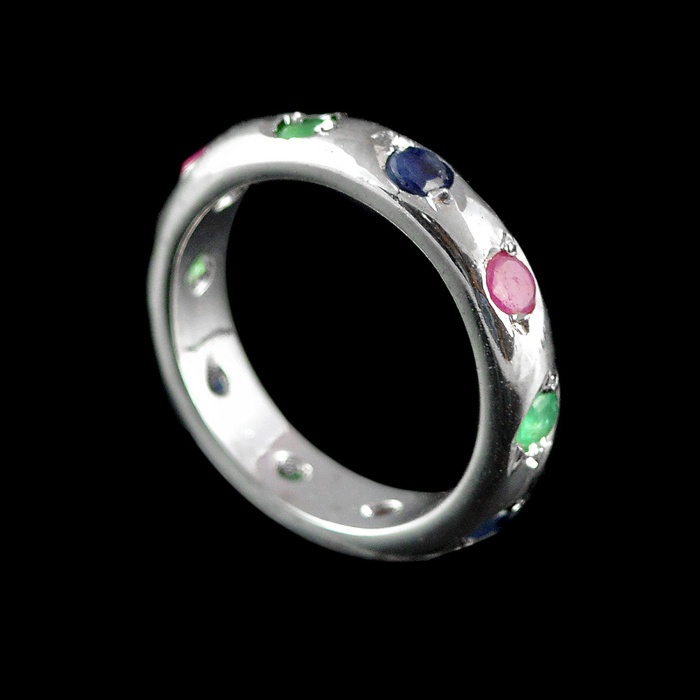 Natural 925 Sterling Silver Emerald, Ruby, Sapphire Round Ring | Save 33% - Rajasthan Living 6