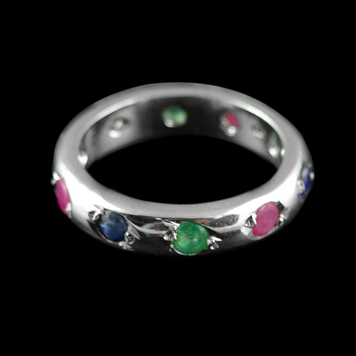 Natural 925 Sterling Silver Emerald, Ruby, Sapphire Round Ring | Save 33% - Rajasthan Living 5