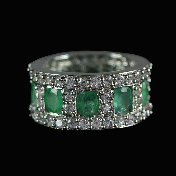 Natural 925 Sterling Silver Emerald & White cz  Round Ring | Save 33% - Rajasthan Living 9