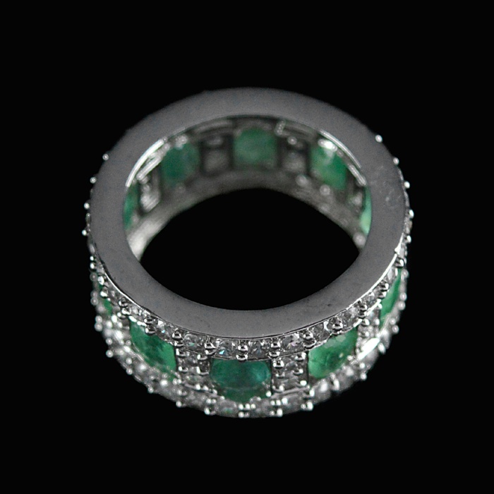 Natural 925 Sterling Silver Emerald & White cz  Round Ring | Save 33% - Rajasthan Living 7