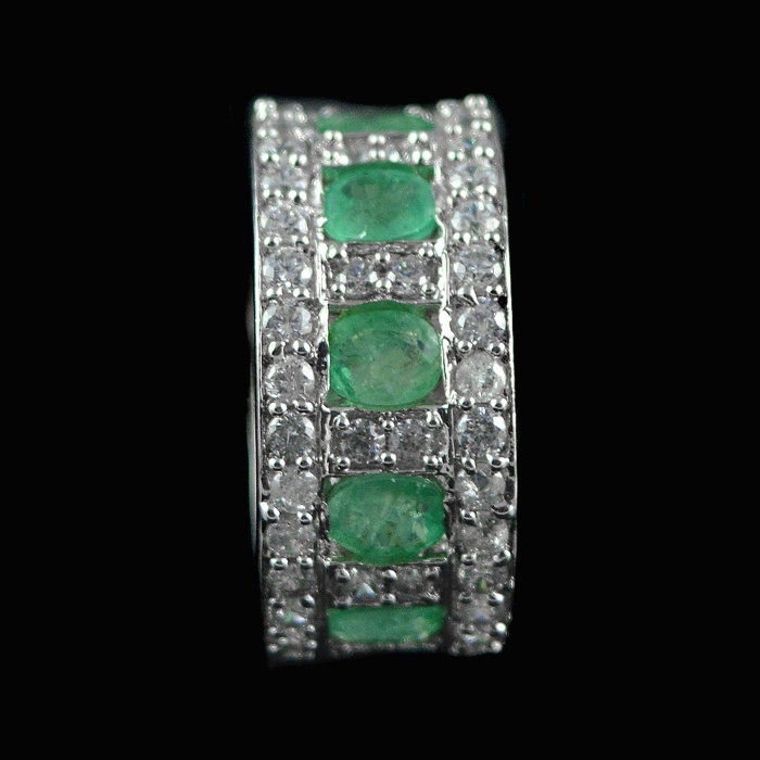 Natural 925 Sterling Silver Emerald & White cz  Round Ring | Save 33% - Rajasthan Living 6