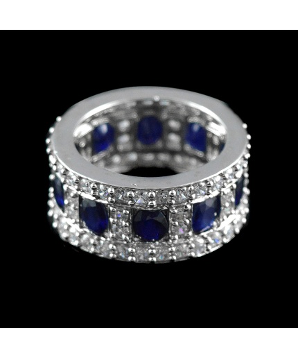 Natural 925 Sterling Silver Sapphire, White cz  Round Ring | Save 33% - Rajasthan Living