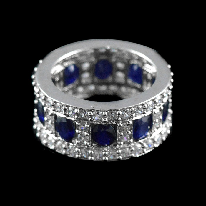 Natural 925 Sterling Silver Sapphire, White cz  Round Ring | Save 33% - Rajasthan Living 5