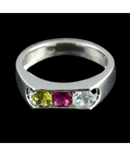 Natural 925 Sterling Silver Tourmaline  Round Ring | Save 33% - Rajasthan Living