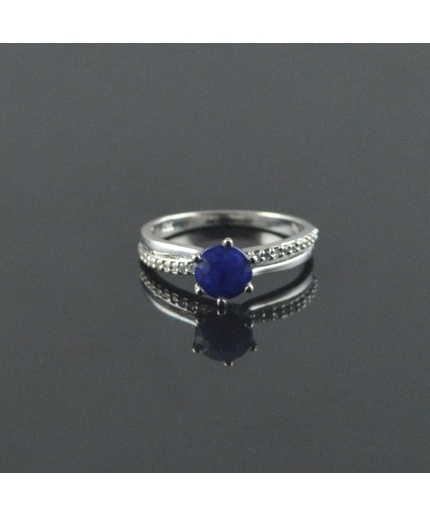 Natural 925 Sterling Silver Diffuse Sapphire/Zircon Round Ring | Save 33% - Rajasthan Living