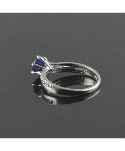 Natural 925 Sterling Silver Diffuse Sapphire/Zircon Round Ring | Save 33% - Rajasthan Living 3