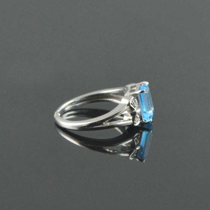 Natural 925 Sterling Silver Blue Topaz/Zircon Octagon Ring | Save 33% - Rajasthan Living 10