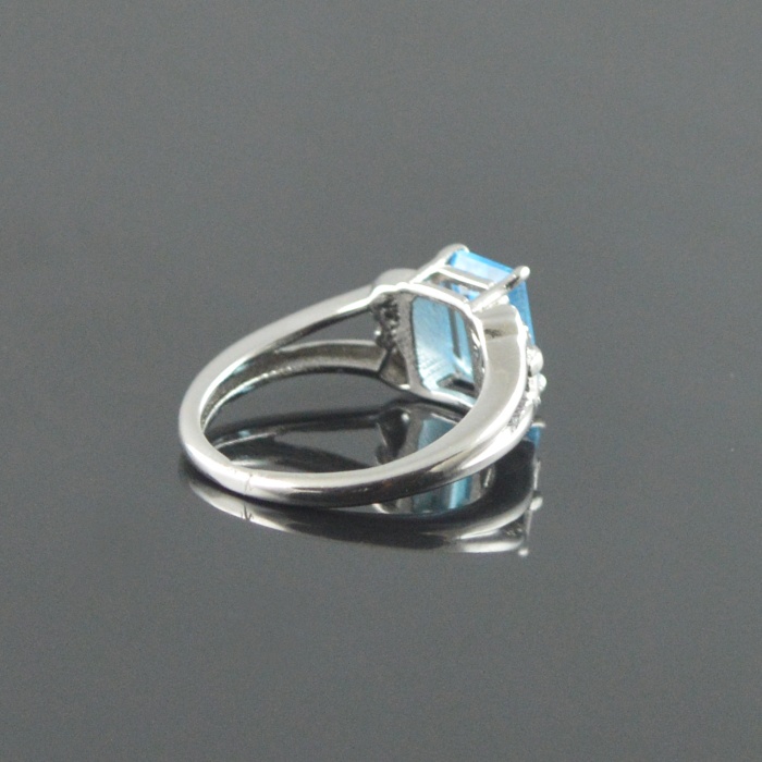 Natural 925 Sterling Silver Blue Topaz/Zircon Octagon Ring | Save 33% - Rajasthan Living 9