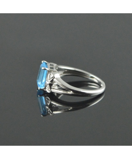 Natural 925 Sterling Silver Blue Topaz/Zircon Octagon Ring | Save 33% - Rajasthan Living 3