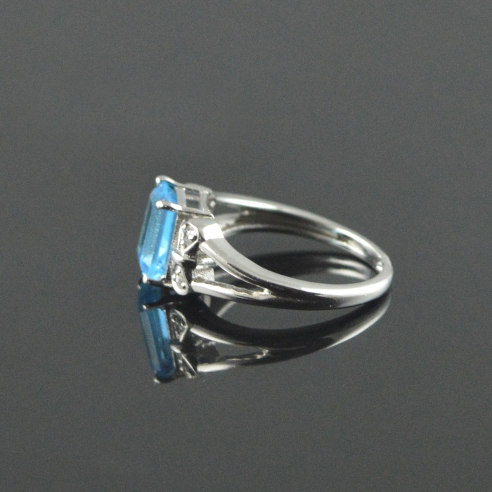 Natural 925 Sterling Silver Blue Topaz/Zircon Octagon Ring | Save 33% - Rajasthan Living 6