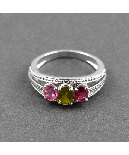 Natural 925 Sterling Silver Tourmaline & White cz Oval Ring | Save 33% - Rajasthan Living