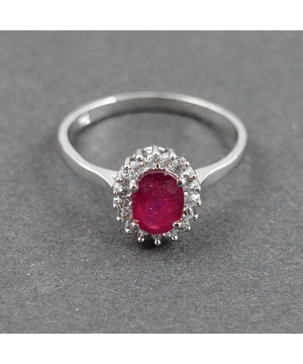 Natural 925 Sterling Silver Ruby, cz Oval Ring | Save 33% - Rajasthan Living