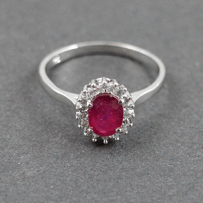 Natural 925 Sterling Silver Ruby, cz Oval Ring | Save 33% - Rajasthan Living 5