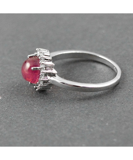 Natural 925 Sterling Silver Ruby, cz Round Ring | Save 33% - Rajasthan Living 3