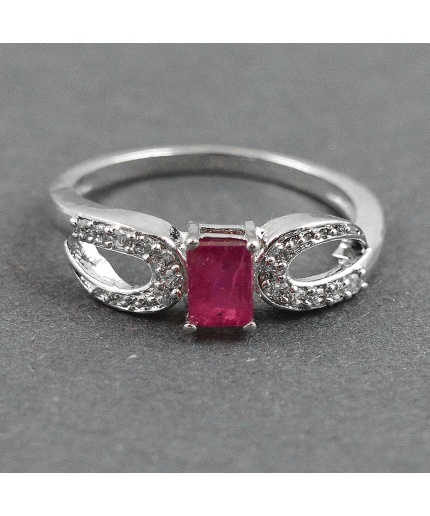 Natural 925 Sterling Silver Ruby, cz Octagon Ring | Save 33% - Rajasthan Living