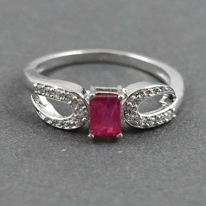 Natural 925 Sterling Silver Ruby, cz Octagon Ring | Save 33% - Rajasthan Living 5