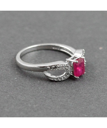 Natural 925 Sterling Silver Ruby, cz Octagon Ring | Save 33% - Rajasthan Living 3