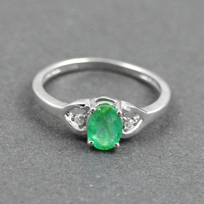 Natural 925 Sterling Silver Emerald, cz  Oval Ring | Save 33% - Rajasthan Living 5