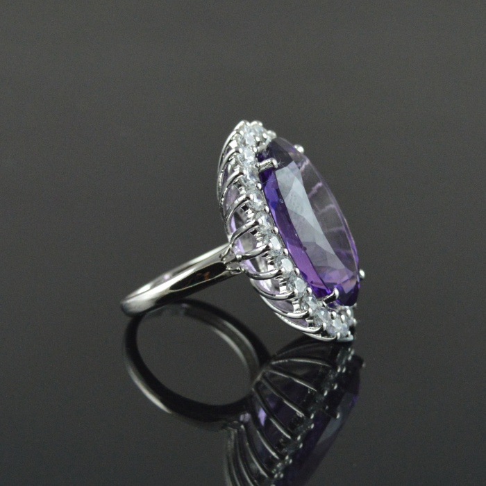 Natural 925 Sterling Silver Amethyst/Zircon Oval Ring | Save 33% - Rajasthan Living 10