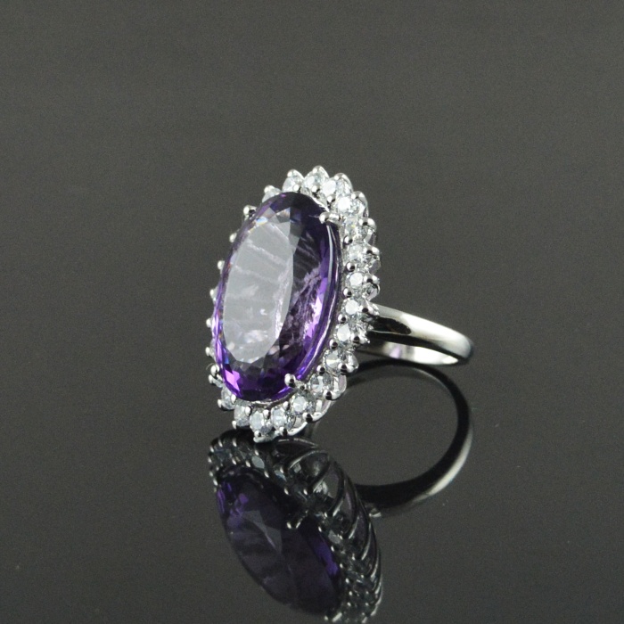 Natural 925 Sterling Silver Amethyst/Zircon Oval Ring | Save 33% - Rajasthan Living 6