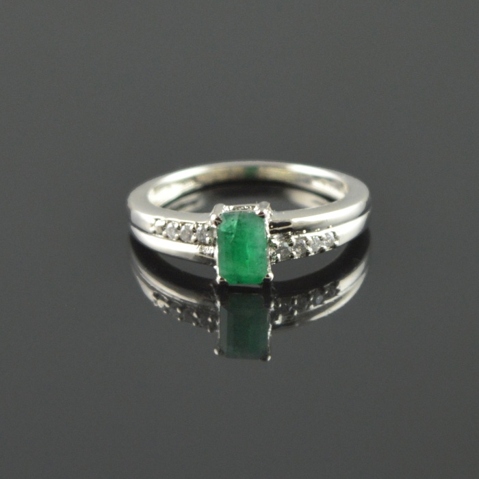 Natural 925 Sterling Silver Emerald/Zircon Octagon Ring | Save 33% - Rajasthan Living 5