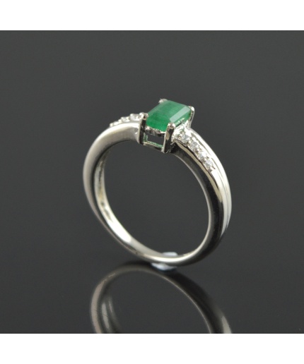 Natural 925 Sterling Silver Emerald/Zircon Octagon Ring | Save 33% - Rajasthan Living 3