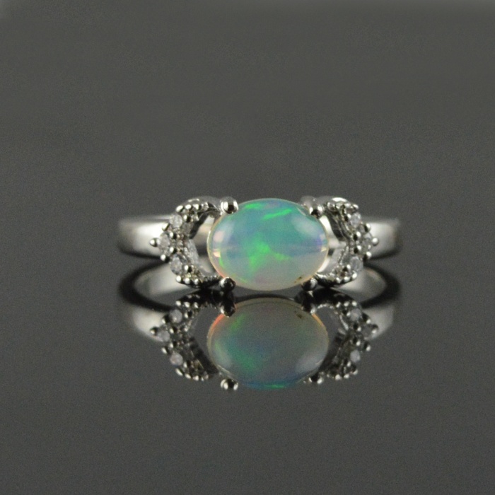 Natural 925 Sterling Silver Opal/Zircon Oval Ring | Save 33% - Rajasthan Living 5