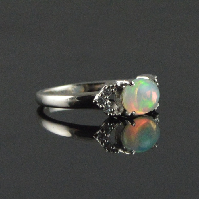 Natural 925 Sterling Silver Opal/Zircon Oval Ring | Save 33% - Rajasthan Living 9