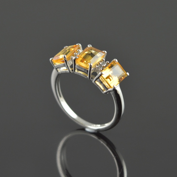 Natural 925 Sterling Silver Citrine/Zircon Octagon Ring | Save 33% - Rajasthan Living 11